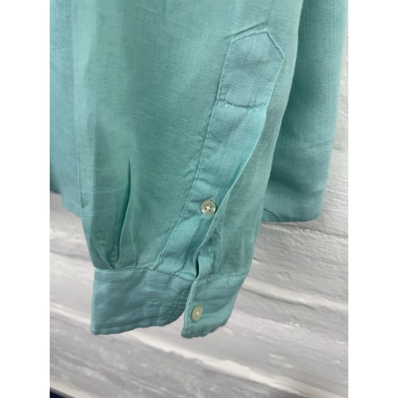 Ralph Lauren men's Teal 100% linen classic fit long sleeve button down size XXL - Picture 6 of 9